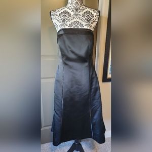 NWT - Ann Taylor Special Occasion Dress, Black Satinlike, Size 10